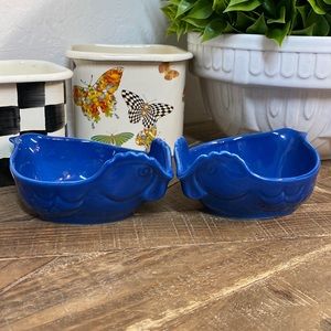 🇫🇷Revol Set of 2 French Blue Chicken Side Dishes 5 3/4" L x 4" W x 11/2"🇫🇷